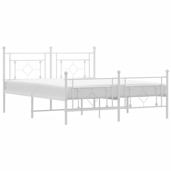 vidaXL Cadre de lit métal sans matelas et pied de lit blanc 160x200 cm