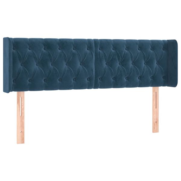 vidaXL T&ecirc;te de lit avec oreilles Bleu fonc&eacute; 147x16x78/88 cm Velours