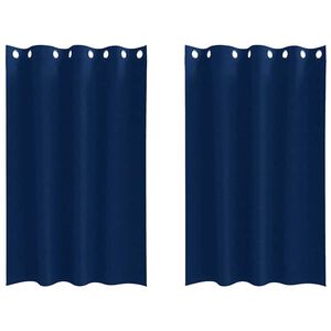 vidaXL Rideaux occultants avec anneaux 2 pcs Bleu fonc&eacute; 175 x 140 cm