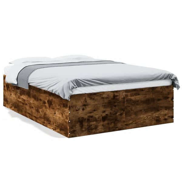 vidaXL Cadre de lit sans matelas ch&ecirc;ne fum&eacute; 140x190 cm