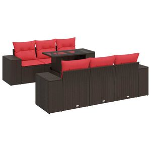 vidaXL Salon de jardin avec coussins 7pcs marron r&eacute;sine tress&eacute;e acacia