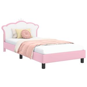 vidaXL Cadre de lit pour enfants avec t&ecirc;te de lit Rose 90 x 190 cm PU