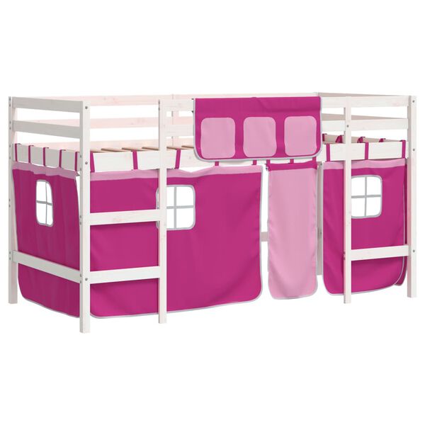vidaXL Lit mezzanine enfants avec rideaux sans matelas rose 80x200cm
