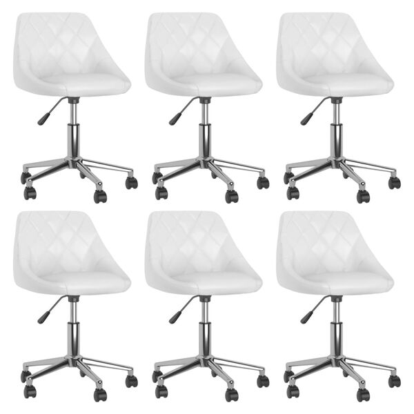 vidaXL Chaises pivotantes &agrave; manger lot de 6 blanc similicuir
