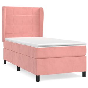 vidaXL Sommier &agrave; lattes de lit avec matelas Rose 100x200 cm Velours