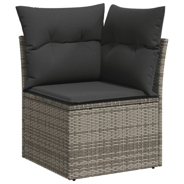 vidaXL Salon de jardin avec coussins 7 pcs gris r&eacute;sine tress&eacute;e