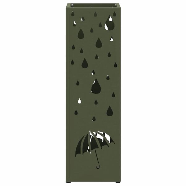vidaXL Porte-parapluie avec stockage Olive 15,5 x 15,5 x 49 cm M&eacute;tal