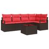 vidaXL Ensemble de canap&eacute; de jardin 6 pcs Marron et rouge polyrotin