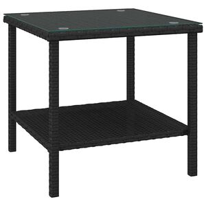 vidaXL Table d'appoint noir 45x45x45 cm poly rotin et verre tremp&eacute;