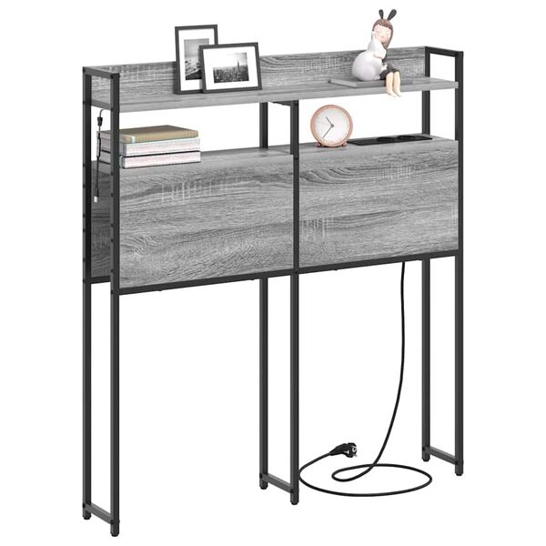 vidaXL T&ecirc;te de lit de rangement Sonoma gris 90 cm Bois d'ing&eacute;nierie