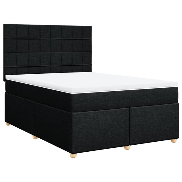 vidaXL Sommier &agrave; lattes de lit avec matelas Noir 140x190 cm Tissu