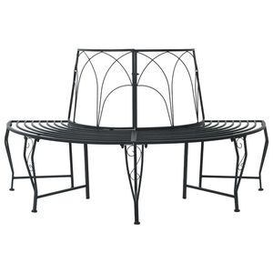 vidaXL Banc d'Arbre 4-Nombre de places 160 x 80 x 89 cm Acier Noir