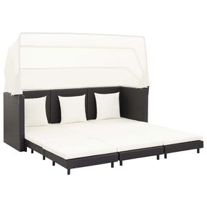 vidaXL Canap&eacute;-lit extensible 3 places avec toit R&eacute;sine tress&eacute;e Noir