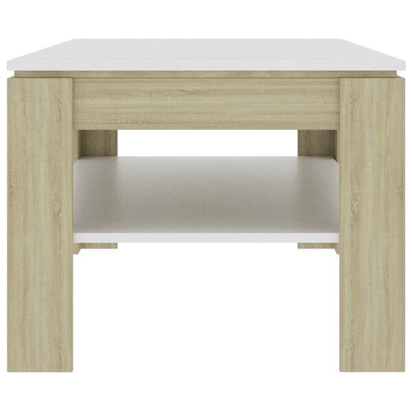 vidaXL Table basse blanc et ch&ecirc;ne sonoma 110x60x47cm bois d'ing&eacute;nierie
