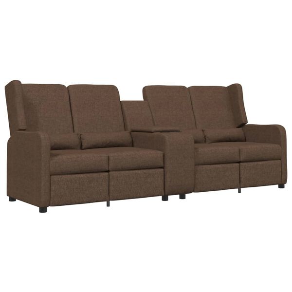 vidaXL Fauteuil inclinable avec porte-gobelet 4 places Marron Tissu