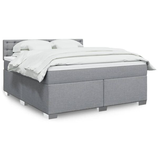 vidaXL Sommier &agrave; lattes de lit avec matelas Gris clair 180x200cm Tissu