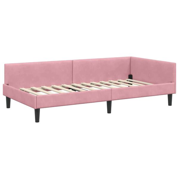 vidaXL Cadre de lit d'angle Rose 100 cm x 200 cm VeloursetContreplaqu&eacute;
