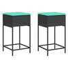 vidaXL Tabourets de bar de jardin avec coussins lot de 2 noir r&eacute;sine tress&eacute;e