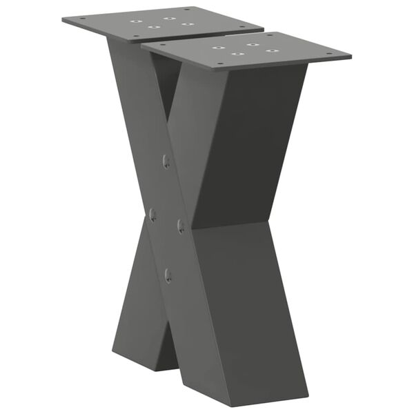 vidaXL Pieds de table basse en forme de X, 2 pi&egrave;ces, anthracite, 40 x (30-31) cm, acier