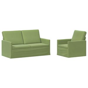 vidaXL Ensemble de Canap&eacute;s 2 pcs Vert clair Velours (V)