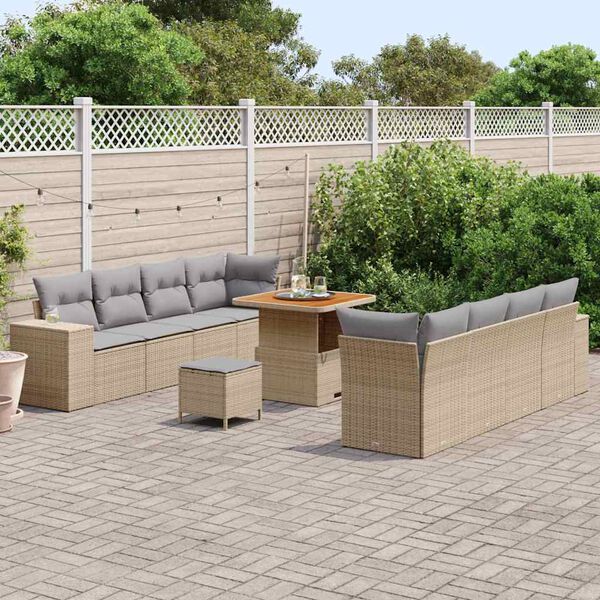 vidaXL Ensemble de canap&eacute; de jardin 11 pcs Beige et Gris clair