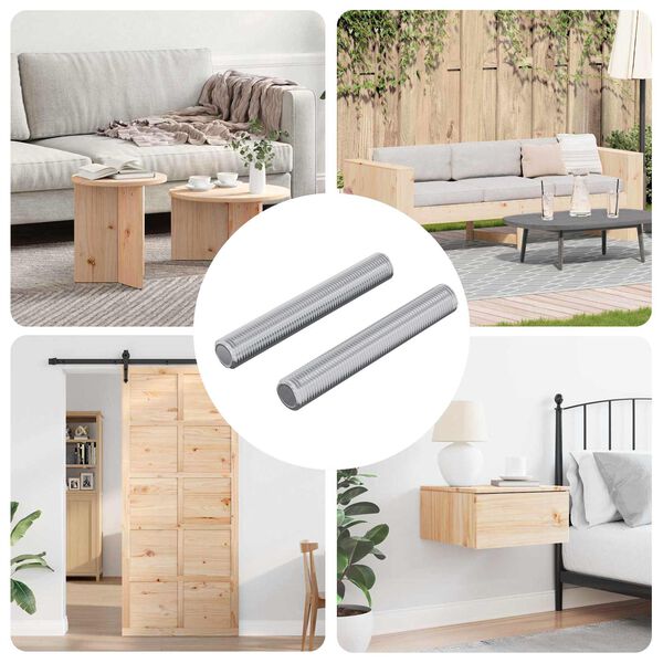 vidaXL Tige filet&eacute;e 2 pcs Argent&eacute; 8 x 55 mm Acier