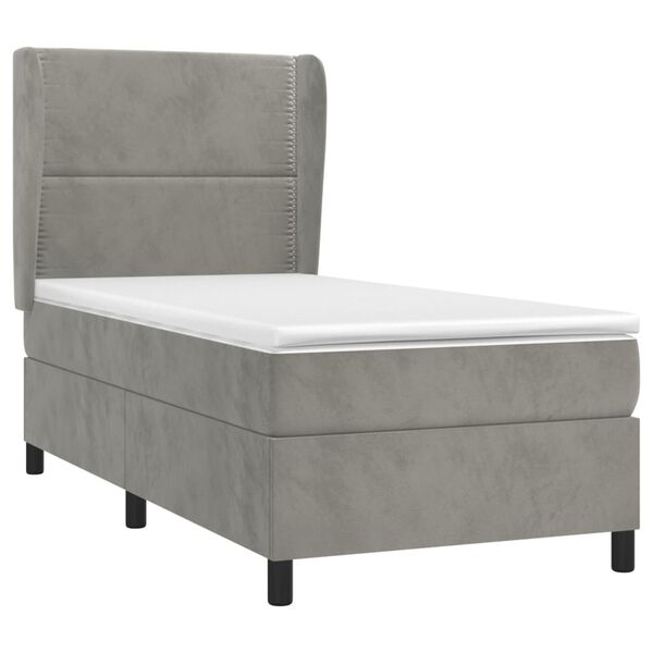 vidaXL Sommier &agrave; lattes de lit et matelas Gris clair 100x200cm Velours