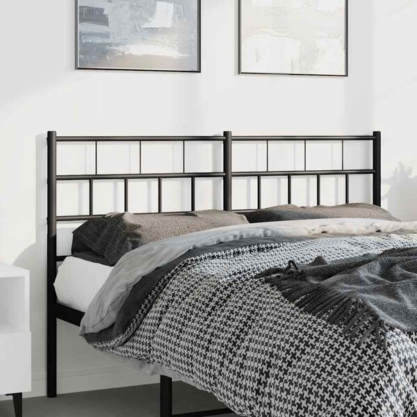 vidaXL T&ecirc;te de lit de remplacement m&eacute;tal noir 150 cm