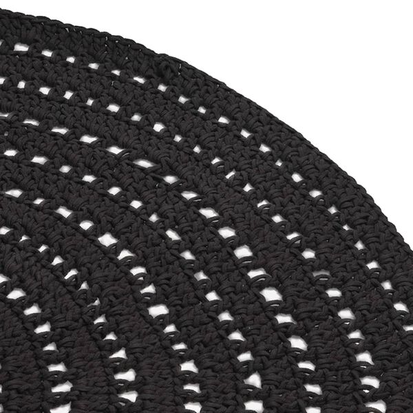 LABEL51 Tapis tricot&eacute; Coton Rond 150 cm Noir