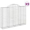 vidaXL Paniers à gabions arqués 9 pcs 200x30x140/160 cm Fer galvanisé