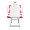vidaXL Table de massage pliable 4 zones Aluminium Blanc et rose