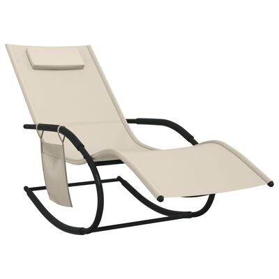 vidaXL Chaise longue à bascule crème acier et textilène