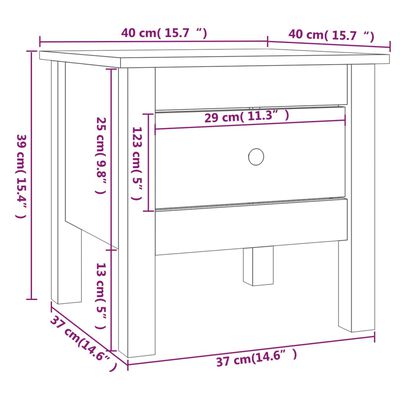 vidaXL Tables d'appoint 2 pcs Gris 40x40x39 cm Bois massif de pin