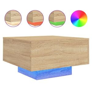 vidaXL Table basse avec lumi&egrave;res LED ch&ecirc;ne sonoma 55x55x31 cm