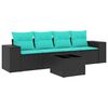 vidaXL Ensemble de canap&eacute; de jardin 5 pcs avec coussins noir r&eacute;sine tress&eacute;e