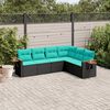 vidaXL Salon de jardin 6 pcs avec coussins noir r&eacute;sine tress&eacute;e