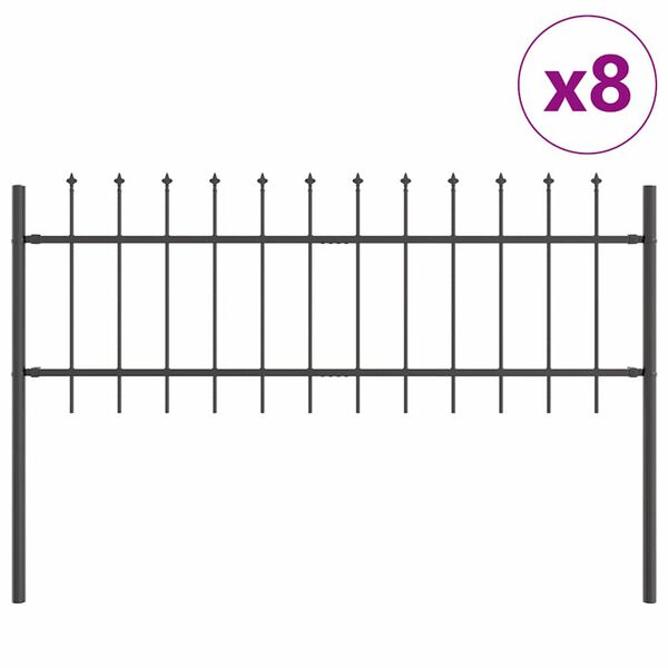 vidaXL Cl&ocirc;ture de jardin 8 pcs Gris 13,6 x 0,6 m