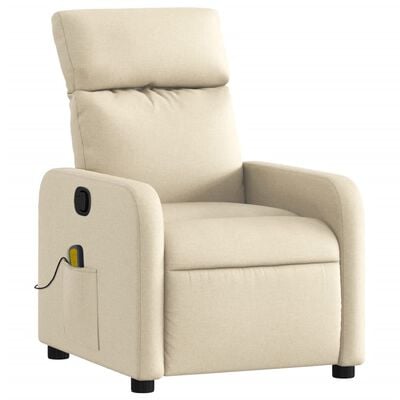 vidaXL Fauteuil de massage inclinable Crème Tissu