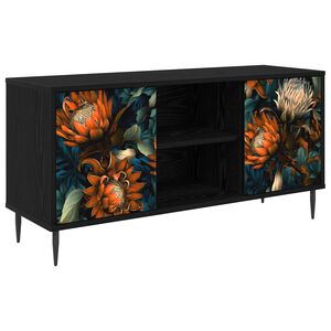 vidaXL Meuble TV LOCHEM 102 x 33 x 51 cm Ch&ecirc;ne noir Bois d'ing&eacute;nierie