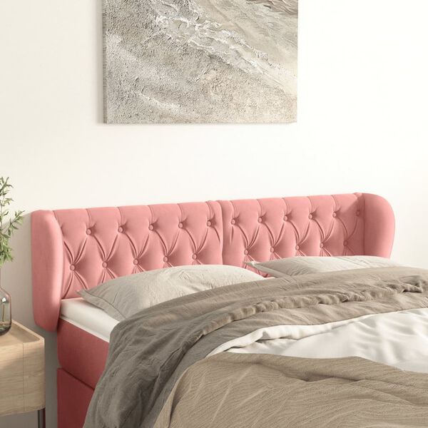 vidaXL T&ecirc;te de lit avec oreilles Rose 163x23x78/88 cm Velours