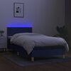 vidaXL Sommier &agrave; lattes de lit avec matelas et LED Bleu 90x190cm Tissu