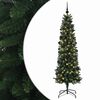 vidaXL Sapin de No&euml;l artificiel &eacute;troit avec boules 210 cm 300 LED
