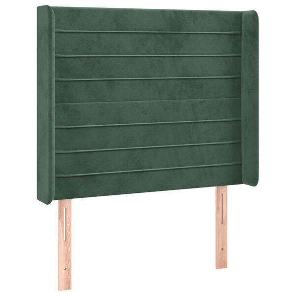 vidaXL T&ecirc;te de lit &agrave; LED Vert fonc&eacute; 103x16x118/128 cm Velours