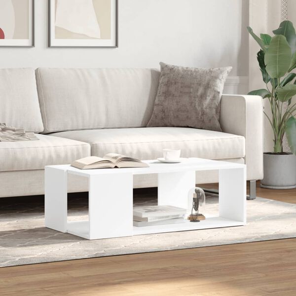 vidaXL Table basse blanc 89,5x48x30 cm bois d&rsquo;ing&eacute;nierie
