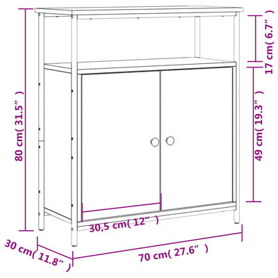 vidaXL Buffet chêne fumé 70x30x80 cm bois d'ingénierie