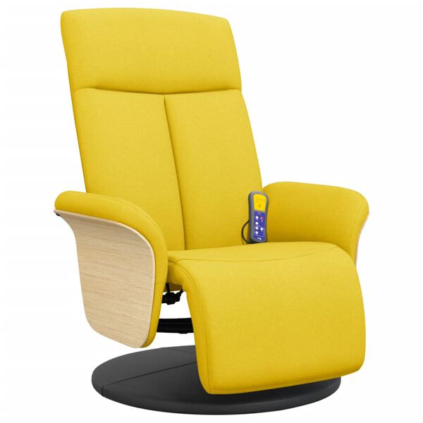 vidaXL Fauteuil inclinable de massage repose-pieds jaune clair tissu