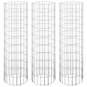 vidaXL Lit sur&eacute;lev&eacute; &agrave; gabion circulaire 3pcs Acier galvanis&eacute; &Oslash;30x100cm