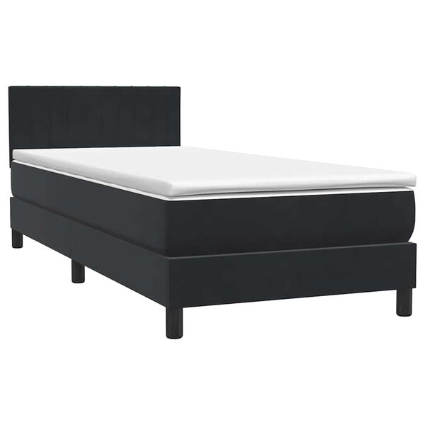 vidaXL Sommier &agrave; lattes de lit avec matelas noir 80x220 cm velours