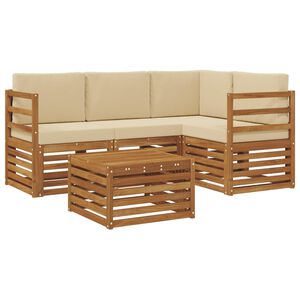 vidaXL Ensemble de canap&eacute;s d'ext&eacute;rieur 5 pc Naturel et Beige Polyester