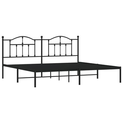 vidaXL Cadre de lit métal sans matelas avec tête de lit noir 193x203cm